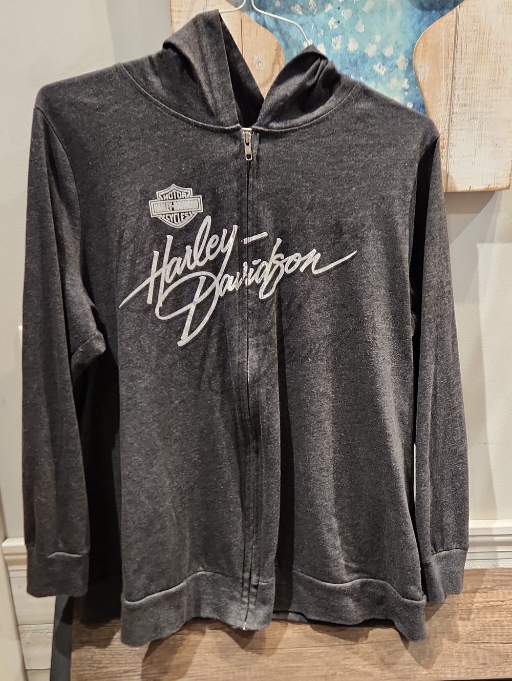 EUC Harley-Davidson Charcoal Gray Zip-Up Hoodie Sweater SZ 1X
